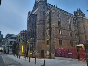 Exterior of Teviot Row House, the historic Edinburgh University Students' Association building on Bristo Square